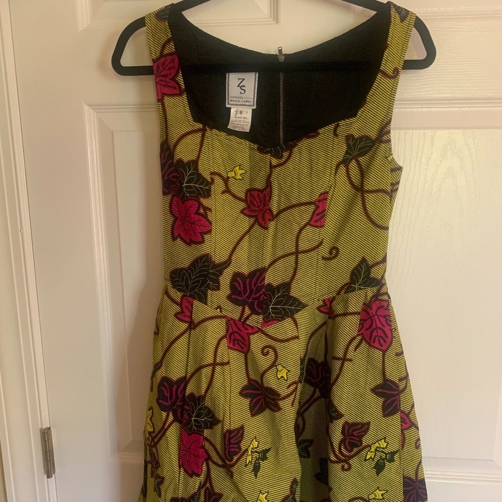 Zachary's Smile Sundress with Neon Green Floral Pattern
